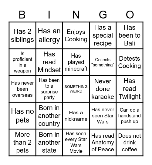 Level 2 Team Builder Bingo Card