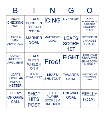 Leafs Bingo: 2021 Playoffs Bingo Card