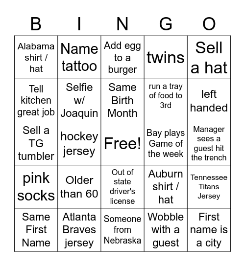 Clue Scanning Bingo Card