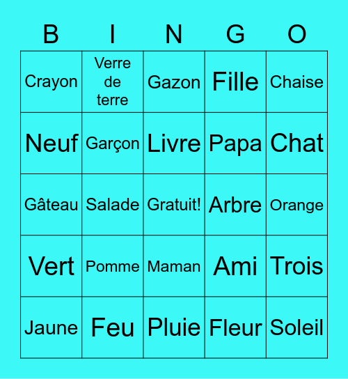 Les mots! Bingo Card