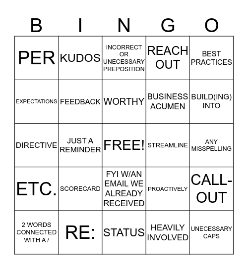 BUZZWORD BINGO Card