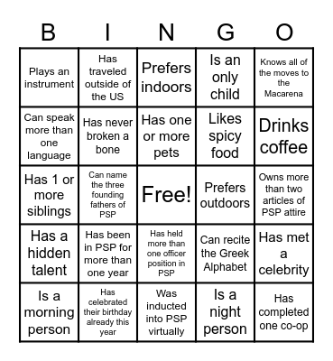 PSP EBoard Bingo Card