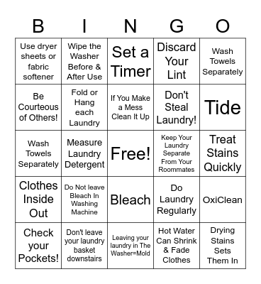 Laundry BINGO Card