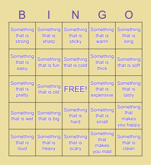 Name Something Bingo Card