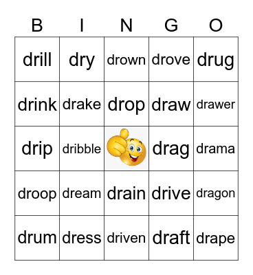 Phonics DR Words Bingo Card