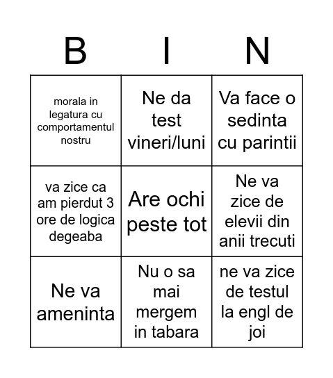 Cearta de luni Bingo Card