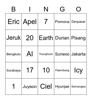 VU_MARK99 Bingo Card