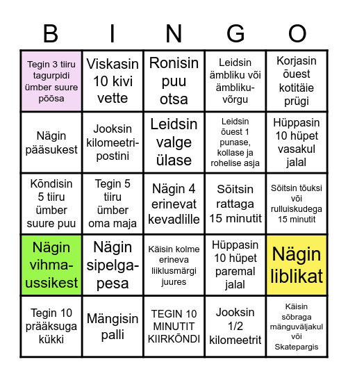 Liikumisbingo 21. mai 2021 Bingo Card