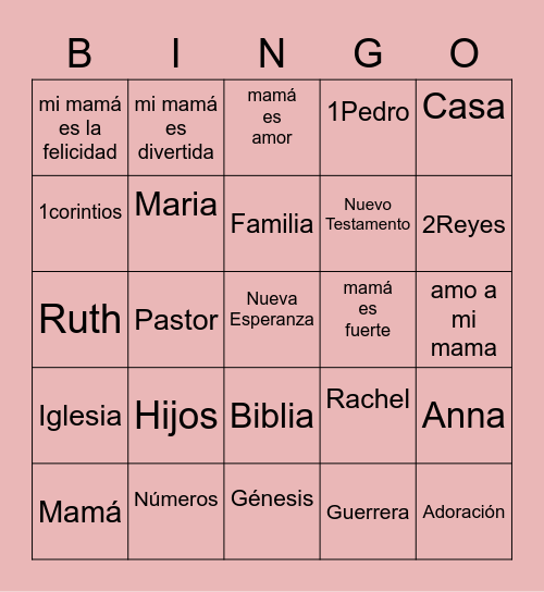 Nueva Esperanza Día de Mamás Bingo Card