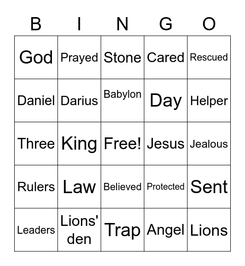 Daniel and the Lions' Den Bingo Card