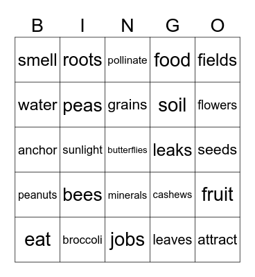 Plant Bingo Card