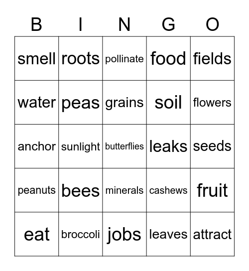 Plant Bingo Card