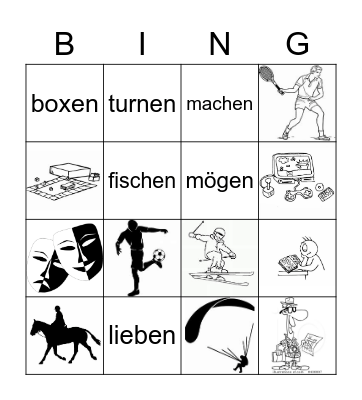 Les loisirs Bingo Card