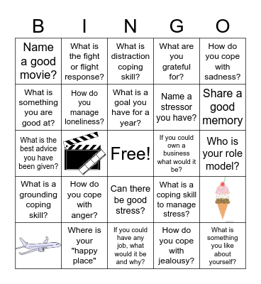 Managing Emotions Bingo Card