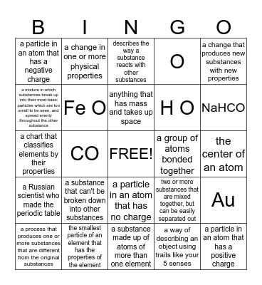 Science BINGO Card