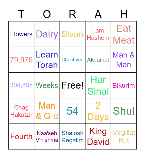 SHAVUOT BINGO Card