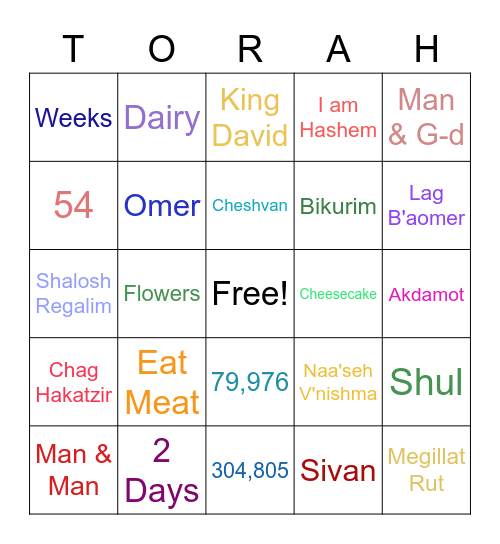 SHAVUOT BINGO Card