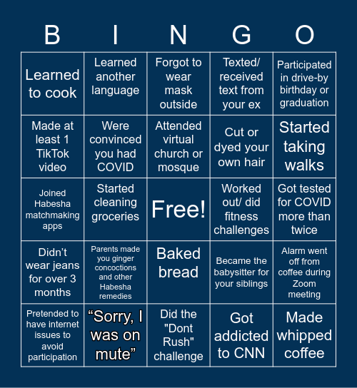 Habesha Pandemic Bingo Card