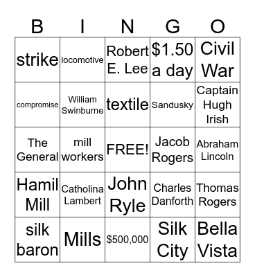 Industrial Revolution Bingo Card