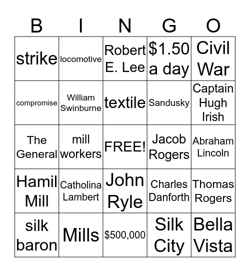 Industrial Revolution Bingo Card