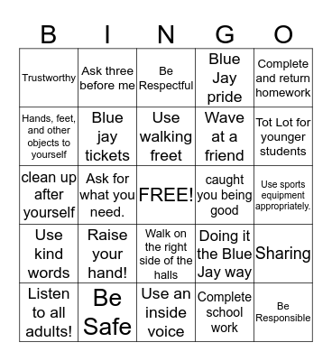 PBIS BINGO Card
