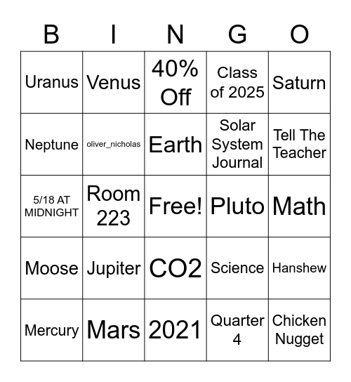 End of the Year Bingo V2 Bingo Card