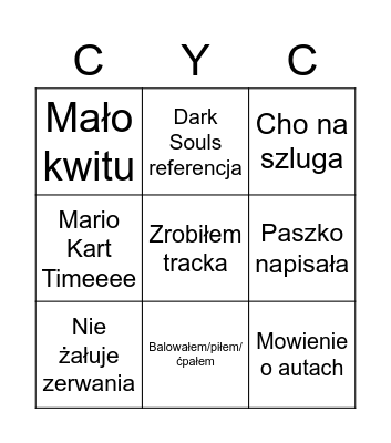Budzeńgo Bingo Card