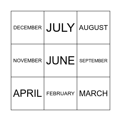 MONTHS OF THE YEAR Bingo Card