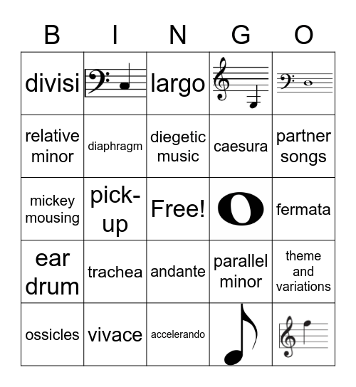 Music Exploration Bingo Card