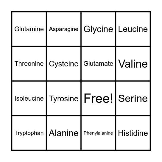 Transcription/Translation Bingo Card