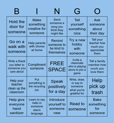 BLUE KINDNESS BOARD Bingo Card