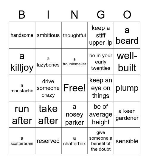 Neighbours Bingo Card