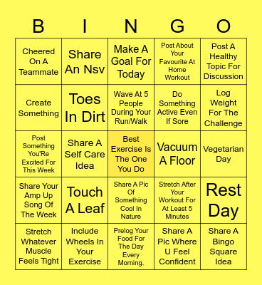 Team Recess - Week 5 Bingo Card