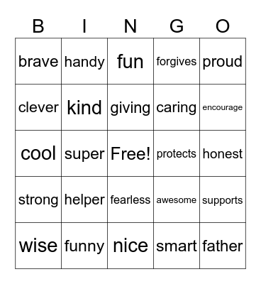 SUPER DADS Bingo Card