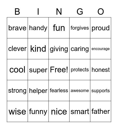 SUPER DADS Bingo Card
