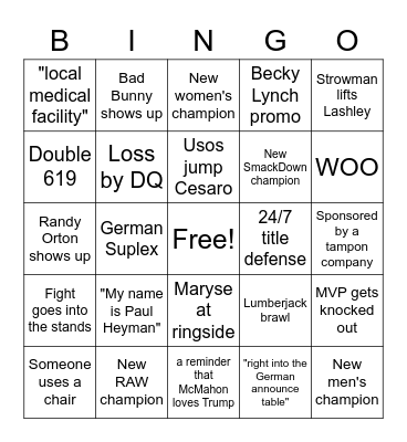 wwe backlash 2021 bingo Card