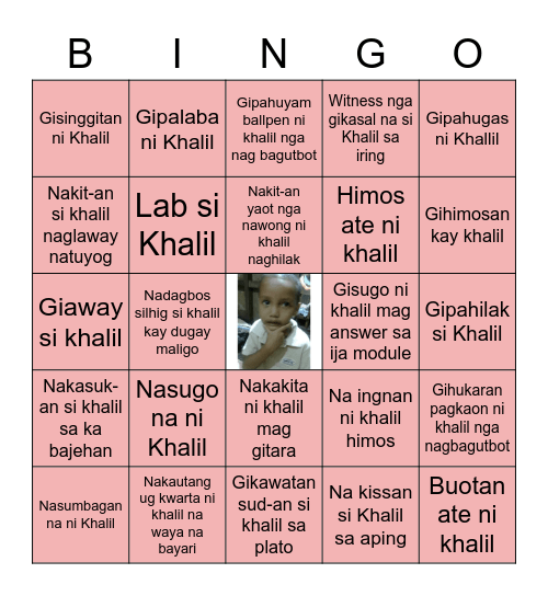 Tiguwang na si Khalil Bingo Card