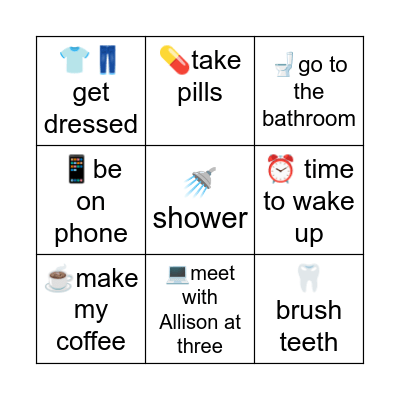 Monday Bingo Card