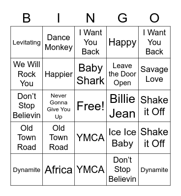 Tillery Music Bingo Card