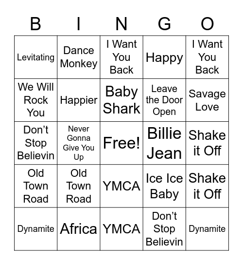 Tillery Music Bingo Card