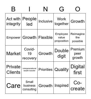 Strategy Bingo Card
