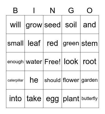 May 2021 - Plants and Butterflies! Bingo Card