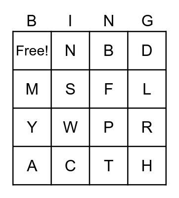 Alphabet Bingo Card