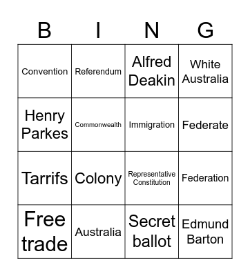 Federation Bingo Card