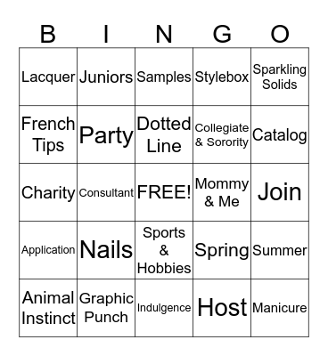 Jamberry Bingo Card