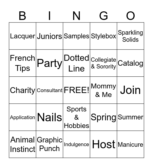 Jamberry Bingo Card