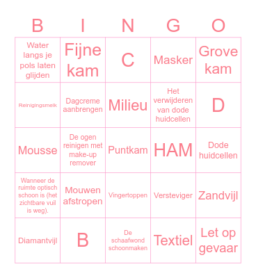 Werken in een beautysalon Bingo Card