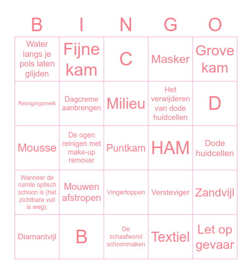 Werken in een beautysalon Bingo Card