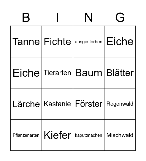 Im Wald - Mach mit Bingo Card