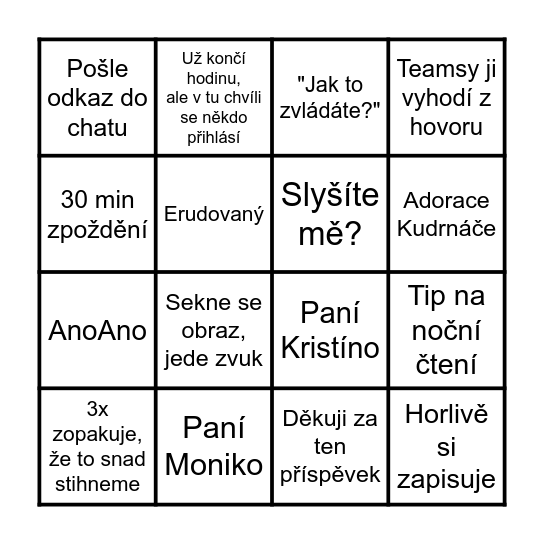 Mazáčová bingo Card